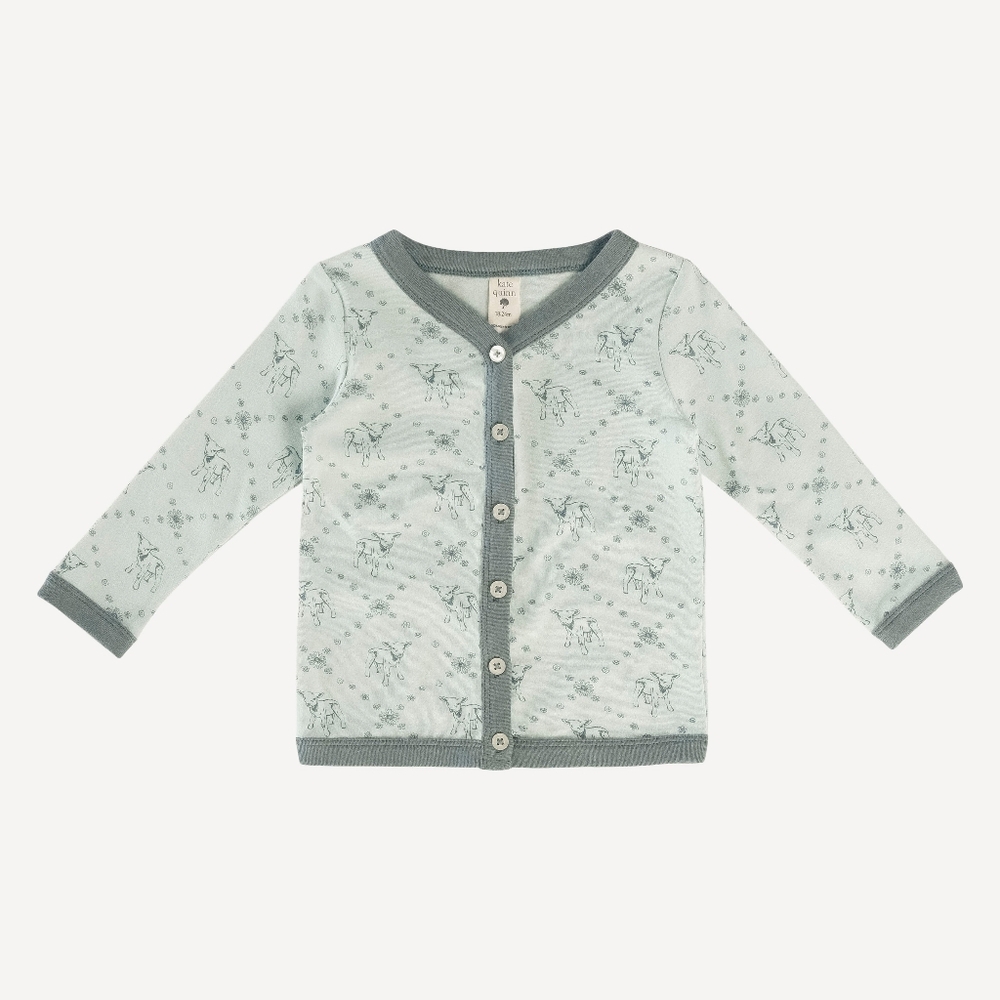 EUC 2T Kate Quinn Organics Classic V-neck Cardigan Little Lamb Green 🐑 Cotton
